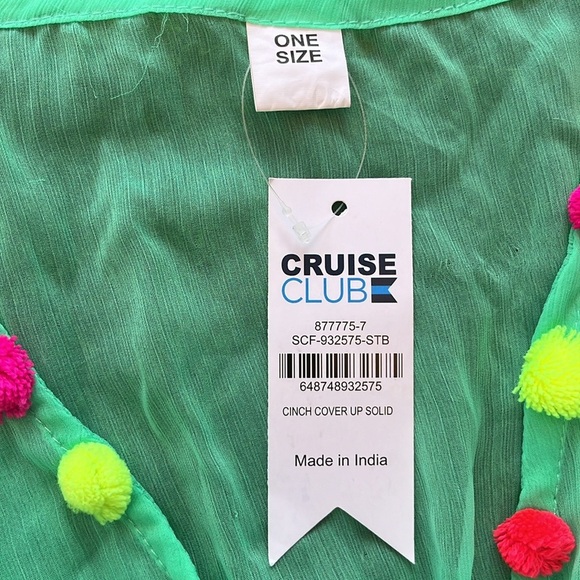 CRUISE CLUB Pom Tassel Cover Up size One Size Fits Most - Picture 4 of 5